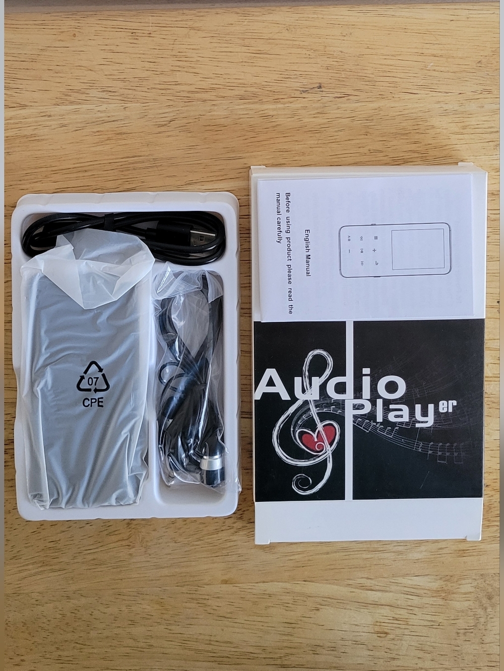 Portable Audio MP4 Player with Accessories - Black and White